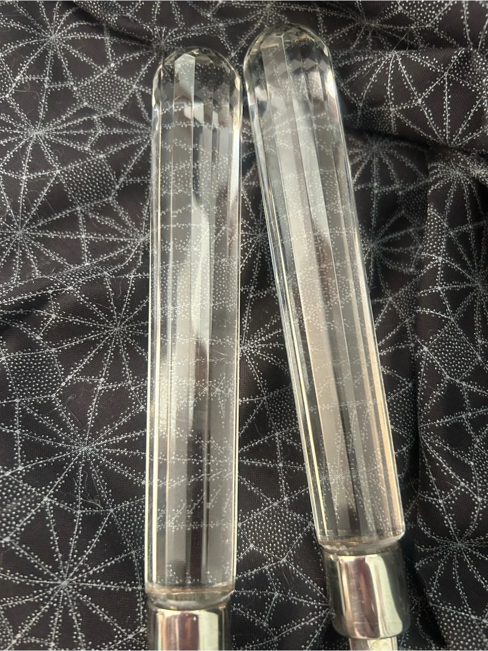 Oleg Cassini Salad Serving Spoon and Fork with Crystal Handles